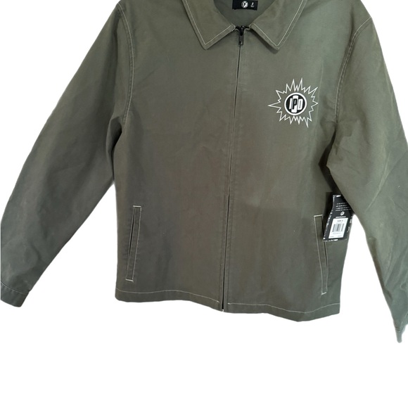 Women's Olive Utility Zip Jacket with Embroidered Chest - Picture 3 of 4